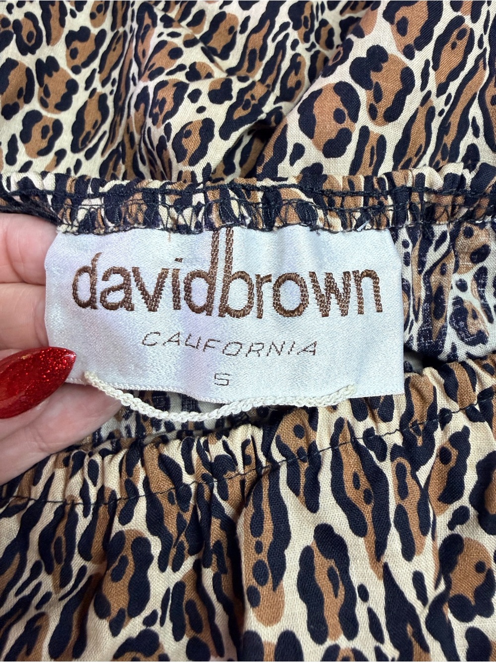 David Brown Vintage 70s Small Animal Print 100% Cotton Maxi Dress Boho Prairie - Picture 4 of 13